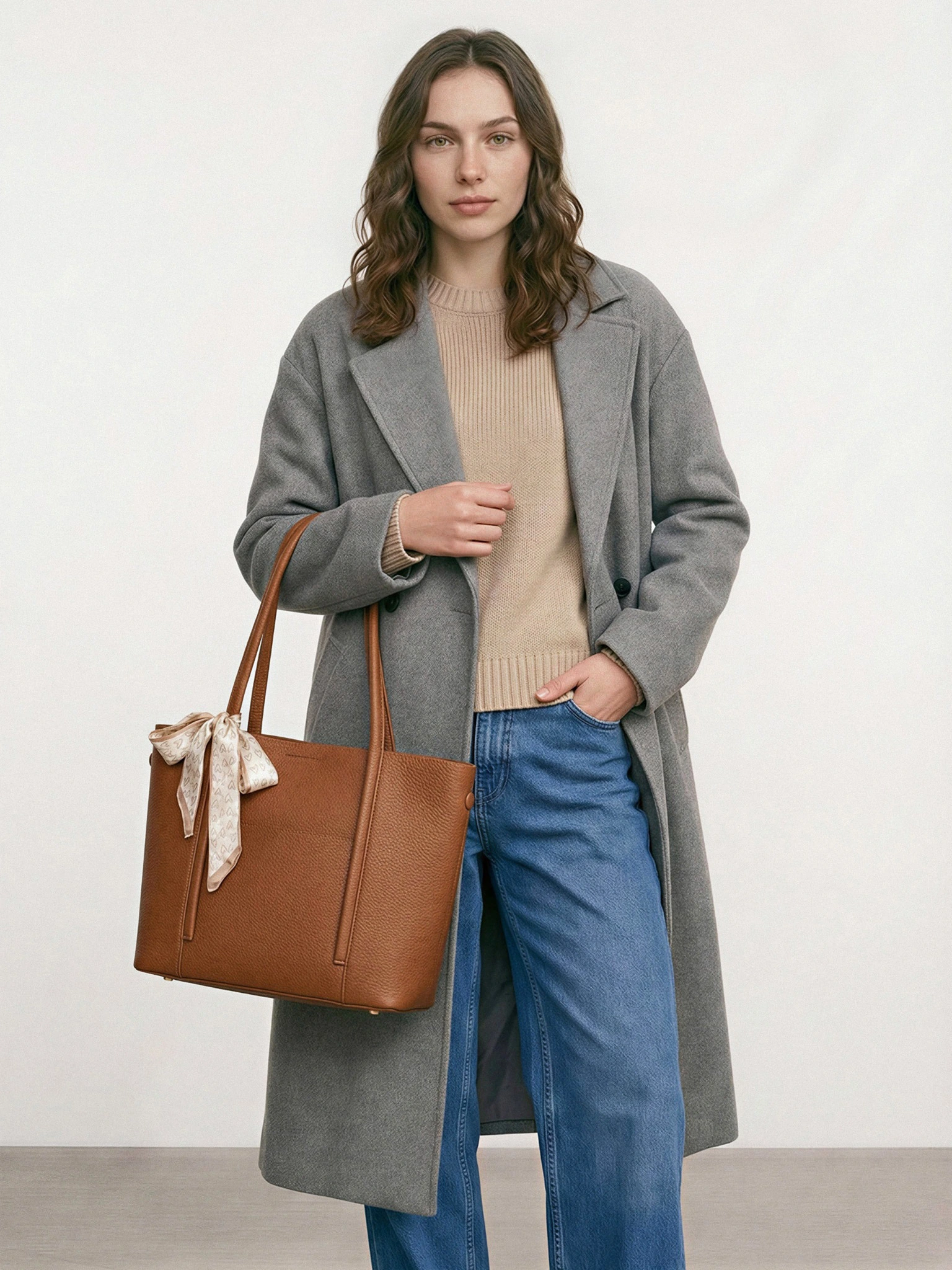 Сумка-тоут с декоративным платком в ассортименте